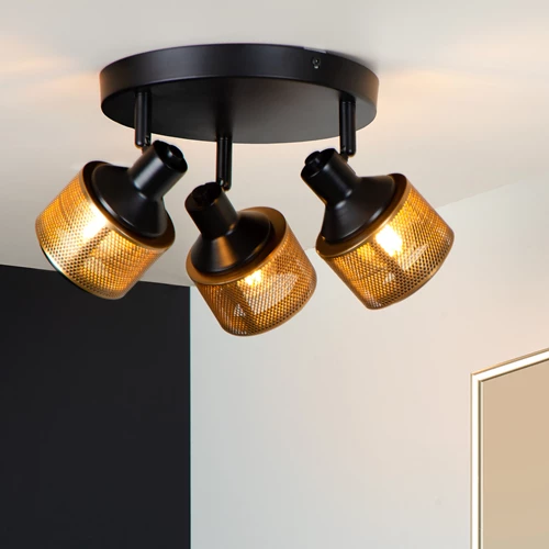 Lucide RAFA - Plafondspot - Ø 35 cm - 3xE14 - Zwart - sfeer 1